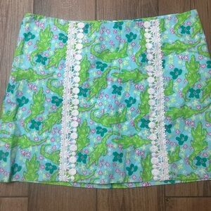 Lilly Pulitzer Alberta Gator Skort Size 6 Blue Green Alligator Golf Tennis